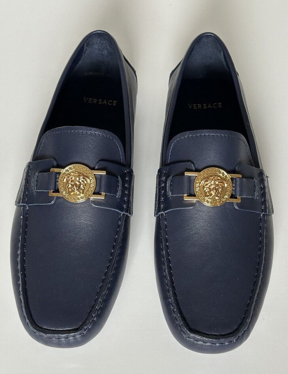 VERSACE Medusa Men's Blue Leather Driver Shoes 9 US (42 Euro) DSU6014S NIB $850